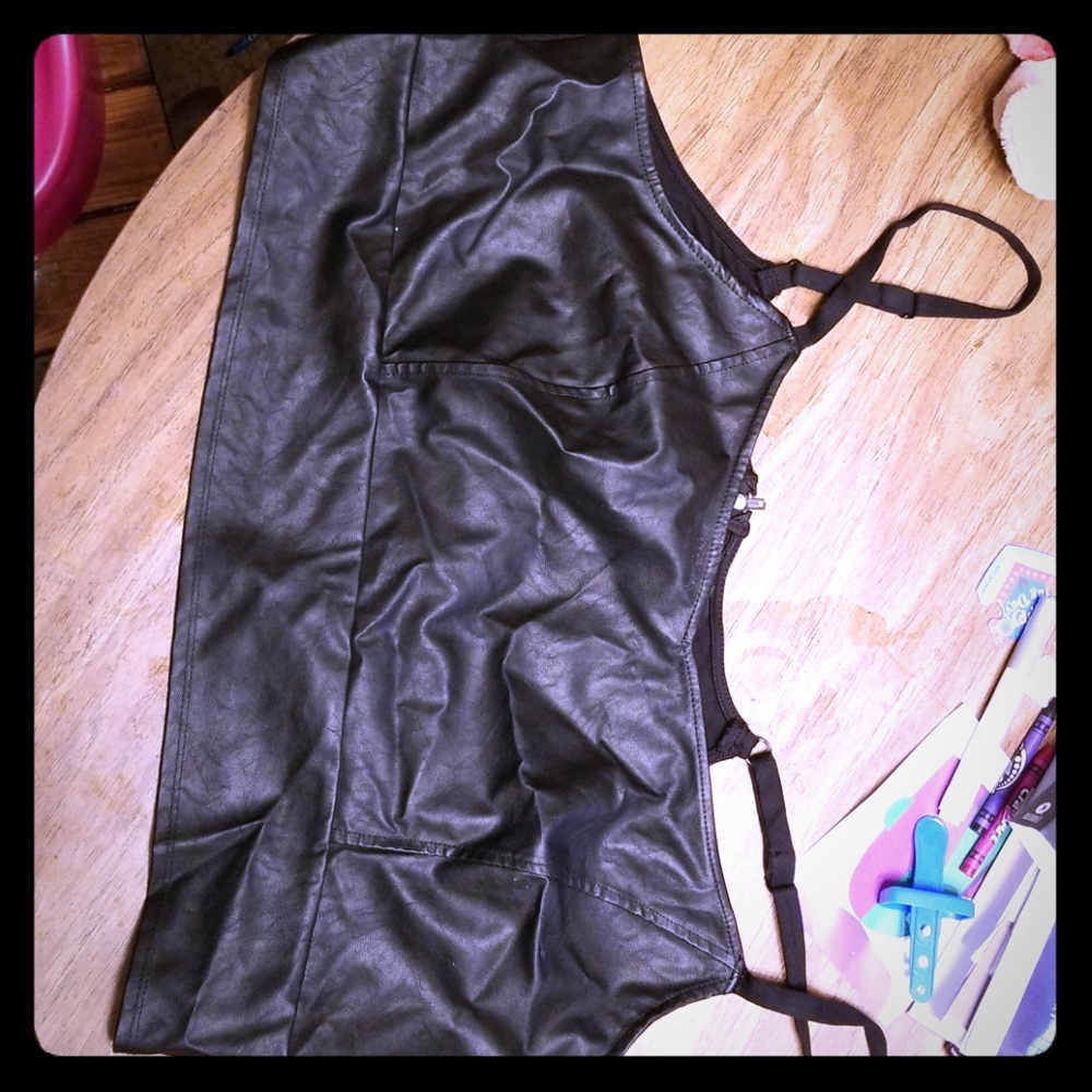 A faux leather crop top